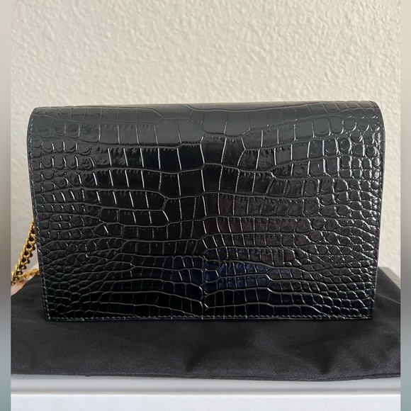 Saint Laurent Kate Croc Embossed Wallet on Chain Handbag - Picture 3 of 13